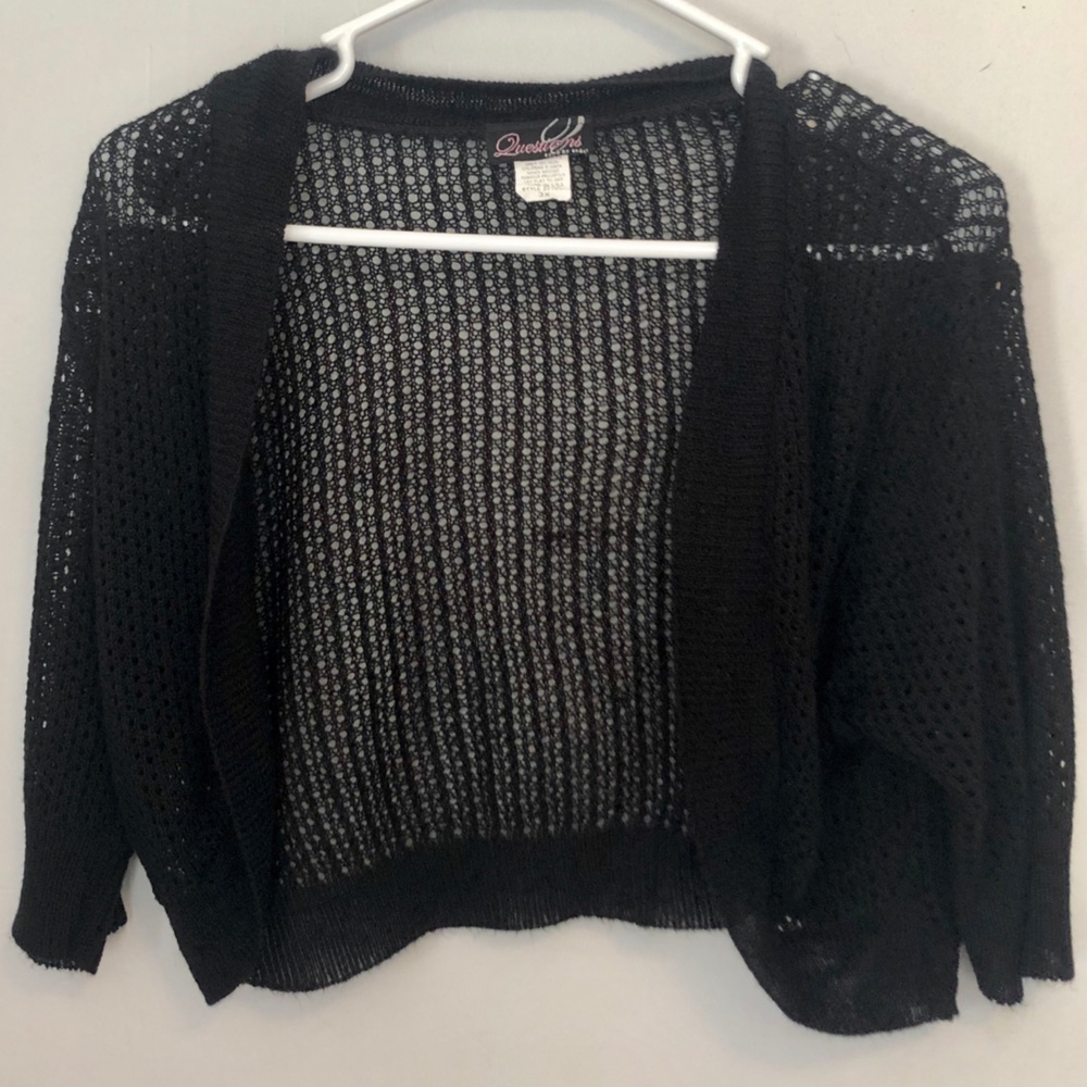 Black Cropped Crochet Shrug